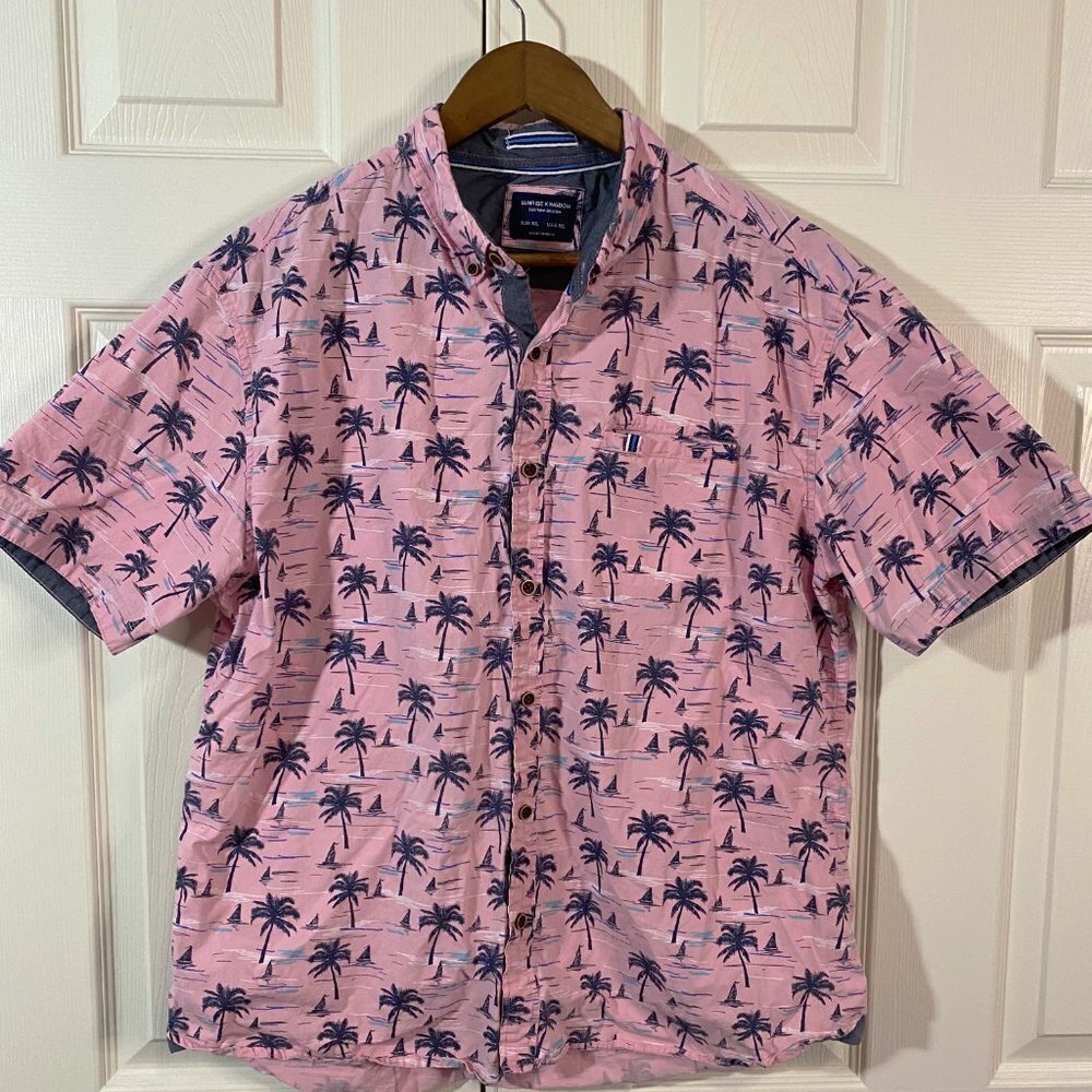 Sunrise Kingdom - Pink Tropical Print Button Down Shirt